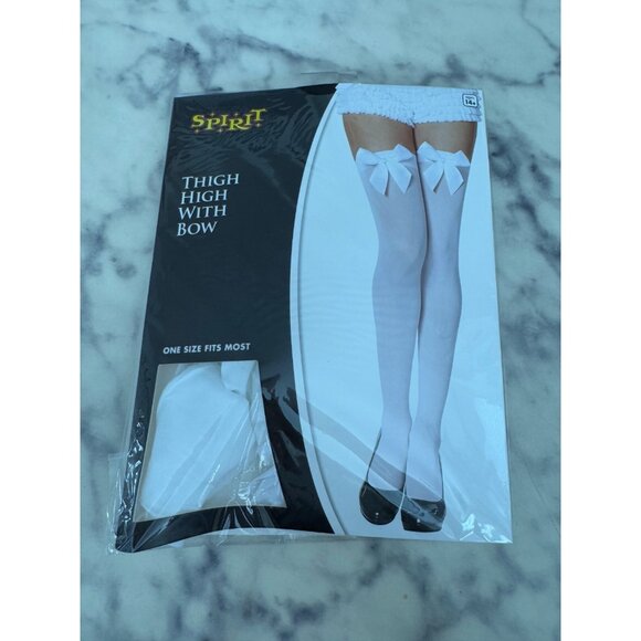 Spirit Halloween Polyester White Thigh High With White Bow For Womens One Size - Picture 1 of 2